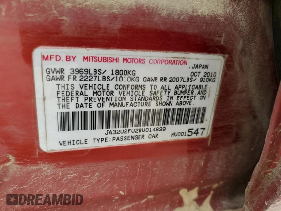2011 Mitsubishi Lancer ES with VIN JA32U2FU2BU014639, listed as a Copart auction lot 51632645 with 149,951 mi miles and Clean Title. Bid and sale history available at carsss.com. Image 15.