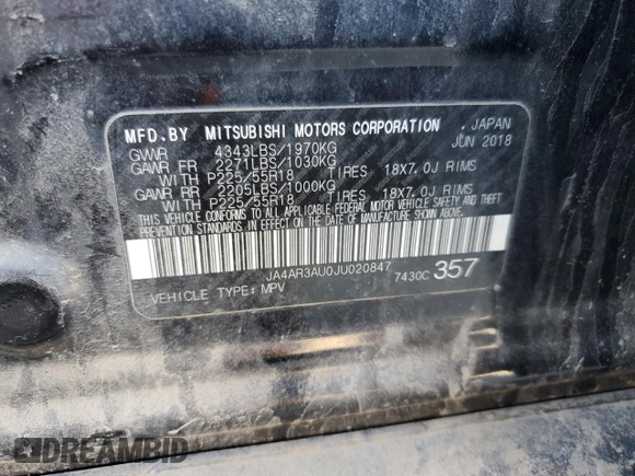 2018 Mitsubishi Outlander Sport ES 2.0 with VIN JA4AR3AU0JU020847, listed as a Copart auction lot 48559455 with 98,545 mi miles and Salvage Title. Bid and sale history available at carsss.com. Image 14.