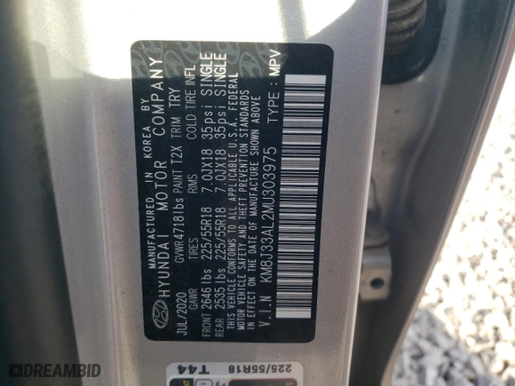 2021 Hyundai Tucson Limited with VIN KM8J33AL2MU303975, listed as a Copart auction lot 44501855 with 67,446 mi miles and Salvage Title. Bid and sale history available at carsss.com. Image 13.