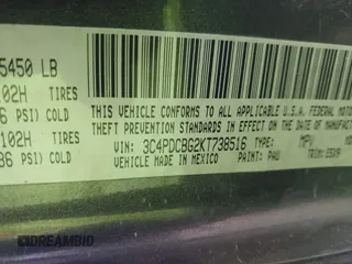 2019 Dodge Journey SE with VIN 3C4PDCBG2KT738516, listed as a IAAI auction lot 41112993 with 201,908 mi miles and . Bid and sale history available at DreamBid. Image 9.