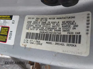 2009 Toyota Corolla with VIN 1NXBU40E39Z146748, listed as a IAAI auction lot 41523817 with 223,552 mi miles. Bid and sale history available at carsss.com. Image 9.