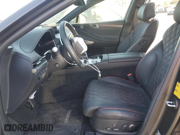 2023 Genesis G80 2.5T with VIN KMTGA4SC1PU166008, listed as a Copart auction lot 79831594 with 12,628 mi miles and Salvage Title. Bid and sale history available at DreamBid. Image 7.