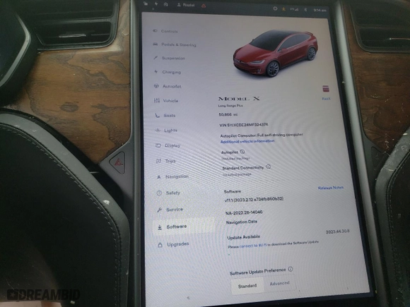 2021 Tesla Model X Long Range Plus with VIN 5YJXCBE24MF324376, listed as a Copart auction lot 81286344 with 50,866 mi miles and Salvage Title. Bid and sale history available at carsss.com. Image 9.