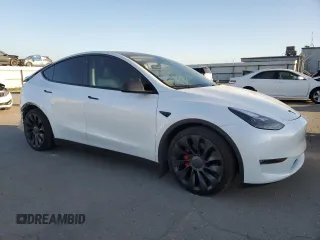2022 Tesla Model Y Performance with VIN 7SAYGDEF0NF397241, listed as a Copart auction lot 46488005 with 37,422 mi miles and Salvage Title. Bid and sale history available at DreamBid. Image 4.