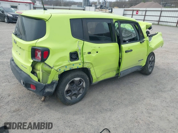 2017 Jeep Renegade Sport with VIN ZACCJAAH6HPG09555, listed as a IAAI auction lot 41933847 with 100,332 mi miles and . Bid and sale history available at DreamBid. Image 4.