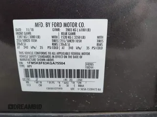 2019 Ford Explorer Limited z VIN 1FM5K8F83KGA75504, wystawiony jako IAAI lot #42457468 z przebiegiem 52 081 mil mil oraz . Historia ofert i sprzedaży dostępna na DreamBid. Obrazek 9.