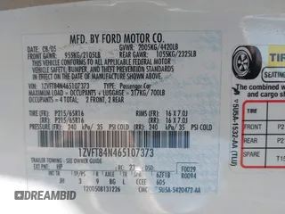 2006 Ford Mustang Standard with VIN 1ZVFT84N465107373, listed as a IAAI auction lot 42205471 with 60,598 mi miles and . Bid and sale history available at DreamBid. Image 9.