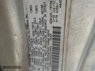 2002 Toyota Tacoma with VIN 5TENL42N12Z124813, listed as a Copart auction lot 48230985 with 187,514 mi miles and Salvage Title. Bid and sale history available at carsss.com. Image 12.