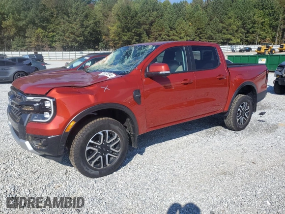 2024 Ford Ranger LARIAT with VIN 1FTER4KH8RLE11891, listed as a Copart auction lot 77827834 with 12,423 mi miles and Salvage Title. Bid and sale history available at carsss.com. Image 1.
