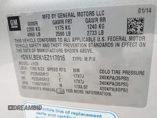 2014 Chevrolet Equinox LT z VIN 1GNALBEK1EZ117016, wystawiony jako IAAI lot #42428933 z przebiegiem 98 989 mil mil oraz . Historia ofert i sprzedaży dostępna na DreamBid. Obrazek 9.