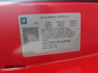 2019 Chevrolet Corvette 1LT z VIN 1G1YB2D7XK5120595, wystawiony jako IAAI lot #42592986 z przebiegiem 38 522 mil mil oraz . Historia ofert i sprzedaży dostępna na DreamBid. Obrazek 9.