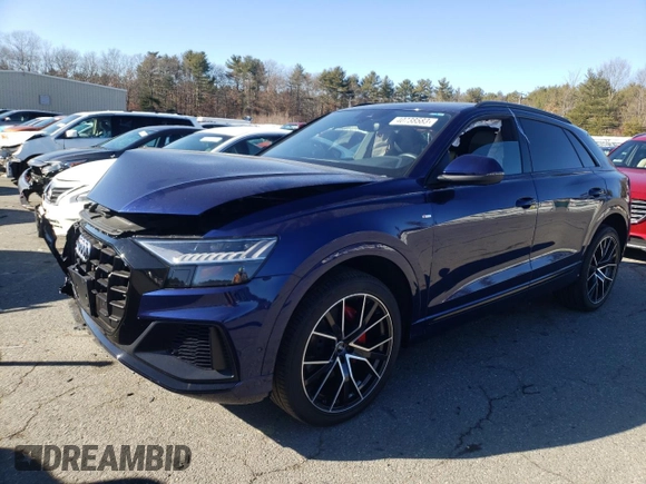 2020 Audi Q8 Premium Plus with VIN WA1EVAF19LD001877, listed as a Copart auction lot 40738583 with 0 mi miles. Bid and sale history available at carsss.com. Image 1.