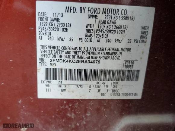 2014 Ford Edge Limited with VIN 2FMDK4KC2EBA04076, listed as a Copart auction lot 84693344 with 196,896 mi miles and Non Repairable. Bid and sale history available at carsss.com. Image 13.
