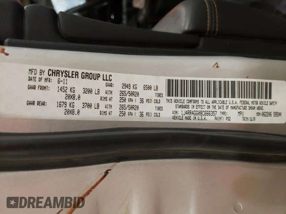 2011 Jeep Grand Cherokee 70th Anniversary with VIN 1J4RR4GG0BC666357, listed as a Copart auction lot 71726674 with 122,802 mi miles and Salvage Title. Bid and sale history available at carsss.com. Image 15.