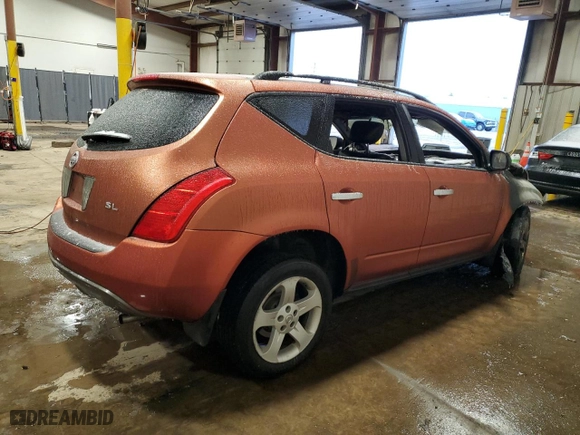 2005 Nissan Murano SL with VIN JN8AZ08T95W303778, listed as a Copart auction lot 44348995 with 0 mi miles and Salvage Title. Bid and sale history available at carsss.com. Image 3.
