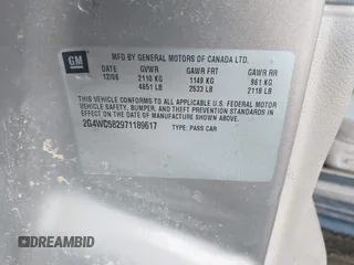 2007 Buick LaCrosse CX with VIN 2G4WC582971189617, listed as a IAAI auction lot 42510949 with Not provided miles and . Bid and sale history available at DreamBid. Image 9.