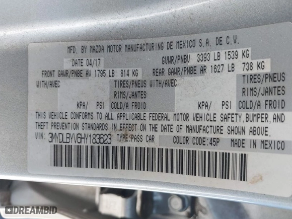 2017 Toyota Yaris iA with VIN 3MYDLBYV6HY183623, listed as a IAAI auction lot 41315274 with 65,635 mi miles. Bid and sale history available at carsss.com. Image 9.