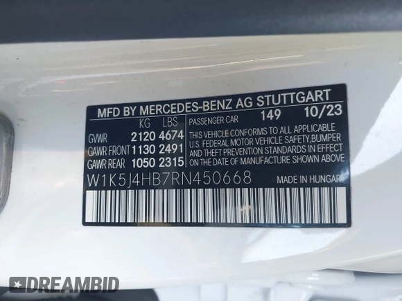 2024 Mercedes-Benz CLA 250 z VIN W1K5J4HB7RN450668, wystawiony jako IAAI lot #41333911 z przebiegiem 10 819 mil mil oraz . Historia ofert i sprzedaży dostępna na DreamBid. Obrazek 9.