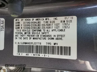 2015 Honda CR-V EX with VIN 5J6RM4H50FL037716, listed as a Copart auction lot 54850375 with 98,312 mi miles and Salvage Title. Bid and sale history available at DreamBid. Image 13.