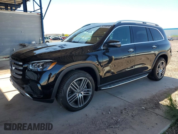 2025 Mercedes-Benz GLS 450 z VIN 4JGFF5KE9SB340328, wystawiony jako Copart lot #54246635 z przebiegiem 250 mil mil oraz Szkoda całkowita • Salvage title. Historia ofert i sprzedaży dostępna na DreamBid. Obrazek 1.