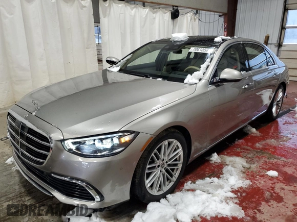 2023 Mercedes-Benz S-Class S 580 with VIN W1K6G7GB6PA178950, listed as a Copart auction lot 70613584 with 20,338 mi miles and Salvage Title. Bid and sale history available at carsss.com. Image 1.