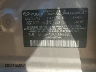 2013 Hyundai Elantra GLS with VIN 5NPDH4AE9DH444482, listed as a Copart auction lot 61846945 with 76,536 mi miles and Salvage title. Bid and sale history available at DreamBid. Image 12.