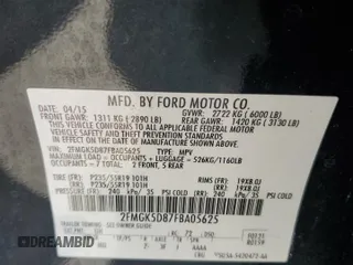 2015 Ford Flex Limited z VIN 2FMGK5D87FBA05625, wystawiony jako Copart lot #58551275 z przebiegiem 255 630 mil mil oraz Szkoda całkowita • Salvage title. Historia ofert i sprzedaży dostępna na DreamBid. Obrazek 13.