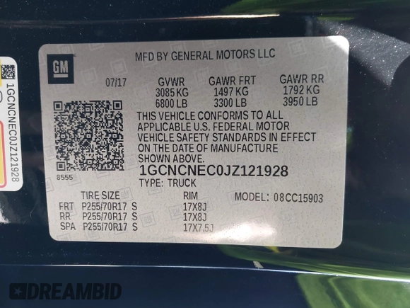 2018 Chevrolet Silverado 1500 Work Truck with VIN 1GCNCNEC0JZ121928, listed as a IAAI auction lot 42123760 with 54,846 mi miles and . Bid and sale history available at DreamBid. Image 9.