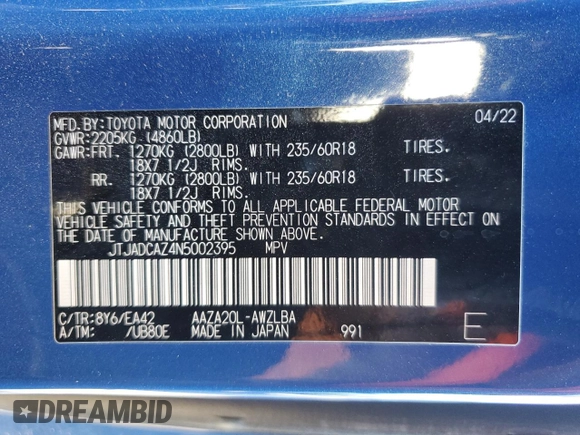 2022 Lexus NX with VIN JTJADCAZ4N5002395, listed as a Copart auction lot 79897404 with 13,612 mi miles and Salvage Title. Bid and sale history available at carsss.com. Image 13.