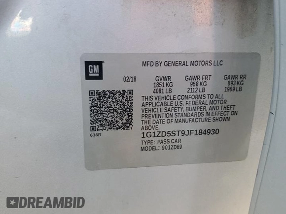2018 Chevrolet Malibu LT with VIN 1G1ZD5ST9JF184930, listed as a Copart auction lot 56464855 with 160,260 mi miles and Salvage title. Bid and sale history available at DreamBid. Image 13.