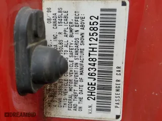 1996 Honda Civic DX with VIN 2HGEJ6348TH125852, listed as a Copart auction lot 87157804 with 93,357 mi miles and Non Repairable. Bid and sale history available at carsss.com. Image 13.