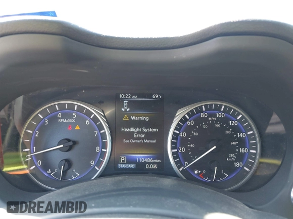 2015 Infiniti Q50 Premium with VIN JN1BV7AP3FM343677, listed as a IAAI auction lot 41811842 with 110,486 mi miles. Bid and sale history available at carsss.com. Image 7.