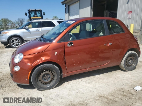 2012 FIAT 500 Pop with VIN 3C3CFFAR2CT349152, listed as a Copart auction lot 53361035 with 125,656 mi miles and Salvage Title. Bid and sale history available at carsss.com. Image 1.