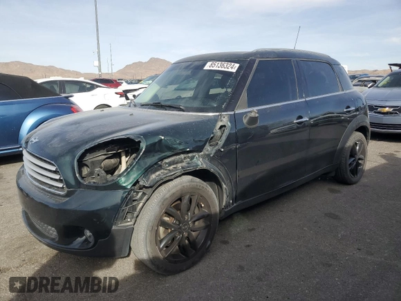 2013 MINI Countryman with VIN WMWZB3C54DWM09421, listed as a Copart auction lot 85136324 with 110,615 mi miles and Salvage title. Bid and sale history available at DreamBid. Image 1.