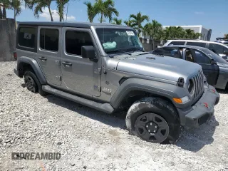 2019 Jeep Wrangler Unlimited Sport S with VIN 1C4HJXDG0KW509912, listed as a Copart auction lot 57597645 with Not provided miles and Salvage title. Bid and sale history available at DreamBid. Image 4.