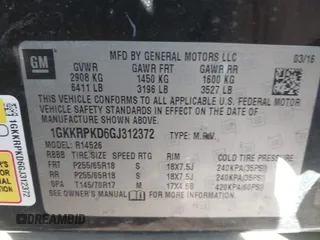 2016 GMC Acadia SLE with VIN 1GKKRPKD6GJ312372, listed as a IAAI auction lot 40883399 with 125,816 mi miles. Bid and sale history available at carsss.com. Image 9.