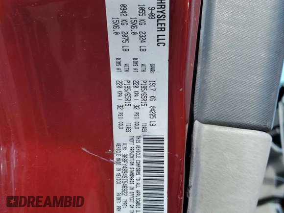 2009 Chrysler PT Cruiser with VIN 3A8FY48949T546922, listed as a Copart auction lot 76810164 with 102,773 mi miles and Salvage Title. Bid and sale history available at carsss.com. Image 13.