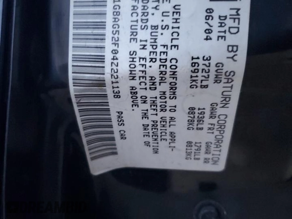 2004 Saturn ION ION 1 z VIN 1G8AG52F04Z221138, wystawiony jako Copart lot #44975505 z przebiegiem 224 415 mil mil oraz Szkoda całkowita • Salvage title. Historia ofert i sprzedaży dostępna na DreamBid. Obrazek 15.