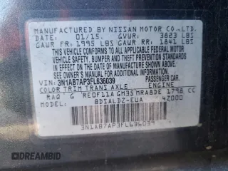 2015 Nissan Sentra SV with VIN 3N1AB7AP3FL636039, listed as a Copart auction lot 52860715 with 139,479 mi miles and Salvage Title. Bid and sale history available at carsss.com. Image 13.