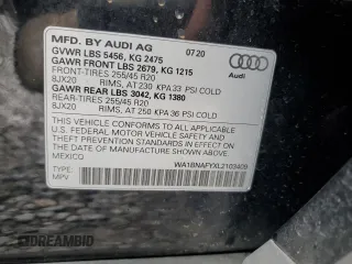 2020 Audi Q5 Premium Plus z VIN WA1BNAFYXL2103409, wystawiony jako Copart lot #56036135 z przebiegiem 83 890 mil mil oraz Szkoda całkowita • Salvage title. Historia ofert i sprzedaży dostępna na DreamBid. Obrazek 13.