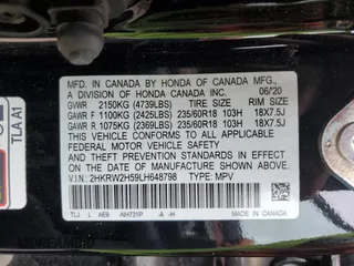2020 Honda CR-V EX z VIN 2HKRW2H59LH648798, wystawiony jako Copart lot #57773295 z przebiegiem 25 206 mil mil oraz Szkoda całkowita • Salvage title. Historia ofert i sprzedaży dostępna na DreamBid. Obrazek 13.