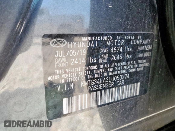 2020 Genesis G70 2.0T z VIN KMTG34LA3LU053274, wystawiony jako Copart lot #57417285 z przebiegiem 89 091 mil mil oraz Szkoda całkowita • Salvage title. Historia ofert i sprzedaży dostępna na DreamBid. Obrazek 12.