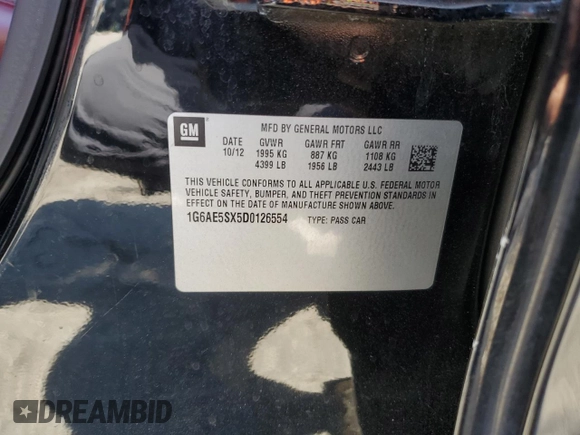 2013 Cadillac ATS Premium with VIN 1G6AE5SX5D0126554, listed as a Copart auction lot 50601095 with 124,462 mi miles and Salvage Title. Bid and sale history available at carsss.com. Image 14.