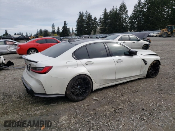 2021 BMW M3 Competition z VIN WBS33AY0XMFL32795, wystawiony jako Copart lot #52745265 z przebiegiem Nie podano mil oraz Szkoda całkowita • Salvage title. Historia ofert i sprzedaży dostępna na DreamBid. Obrazek 3.
