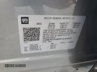 2023 Chevrolet Traverse LT Cloth with VIN 1GNERGKW5PJ144967, listed as a Copart auction lot 69263124 with 31,554 mi miles and Non Repairable. Bid and sale history available at carsss.com. Image 16.