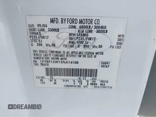 2005 Ford F-150 XL с VIN 1FTRF12W15NA14108, выставлен на аукционе IAAI как лот 42853905 с пробегом 142 717 миль миль и . История ставок и продаж доступна на DreamBid. Изображение 9.