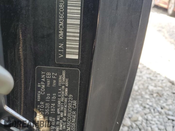 2008 Hyundai Accent GS with VIN KMHCM36C08U098239, listed as a Copart auction lot 80016294 with 197,413 mi miles and Salvage Title. Bid and sale history available at carsss.com. Image 12.