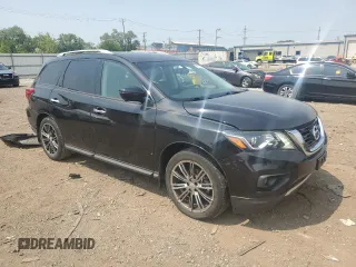 2018 Nissan Pathfinder Platinum with VIN 5N1DR2MM8JC612801, listed as a Copart auction lot 60176455 with 77,614 mi miles and Salvage title. Bid and sale history available at DreamBid. Image 4.