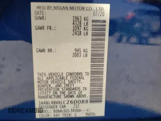 2020 Nissan Altima S with VIN 1N4BL4BVXLC260088, listed as a Copart auction lot 49124085 with 32,889 mi miles and Salvage Title. Bid and sale history available at carsss.com. Image 12.