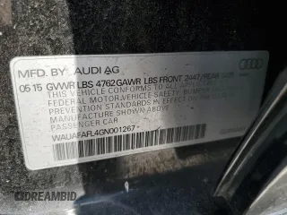 2016 Audi A4 Premium with VIN WAUAFAFL4GN001267, listed as a Copart auction lot 48709495 with 79,493 mi miles and Salvage Title. Bid and sale history available at carsss.com. Image 12.